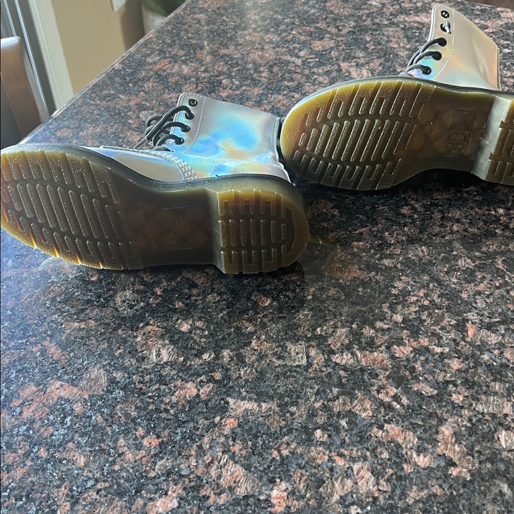 Dr. Martens Iridescent Silver Combat Boots size 6 - Picture 2 of 6